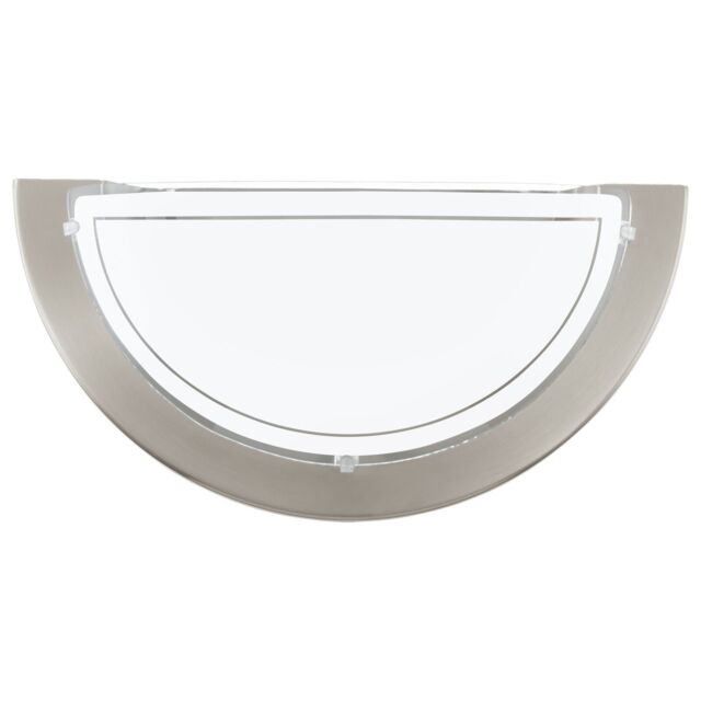 Loops Wall Light Colour Satin Nickel Shade White Clear Glass Painted Bulb E27 1x60W in Metallics - image 1