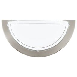 Loops Wall Light Colour Satin Nickel Shade White Clear Glass Painted Bulb E27 1x60W in Metallics