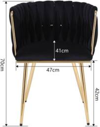 Hygrad Built to Survive Set of 2 x Luxury Velvet/Metal Upholstered Seat Woven Dining chairs in Black - thumbnail 2