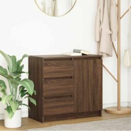 Berkfield Home Sideboard with Drawer Brown Oak 71x35x65 cm Engineered Wood - Size: 71 x 35 x 65 cm - thumbnail 1
