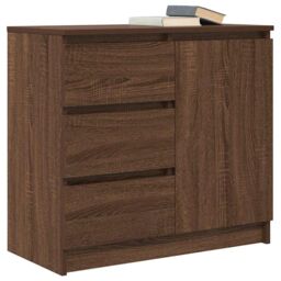 Berkfield Home Sideboard with Drawer Brown Oak 71x35x65 cm Engineered Wood - Size: 71 x 35 x 65 cm - thumbnail 4