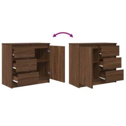 Berkfield Home Sideboard with Drawer Brown Oak 71x35x65 cm Engineered Wood - Size: 71 x 35 x 65 cm - thumbnail 9