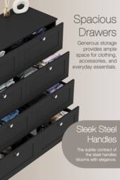 Home Discount Vida Designs Altino 8 Drawer Wide Chest of Drawers Bedroom Furniture in Black - thumbnail 3