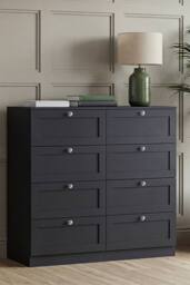 Home Discount Vida Designs Altino 8 Drawer Wide Chest of Drawers Bedroom Furniture in Black - thumbnail 1