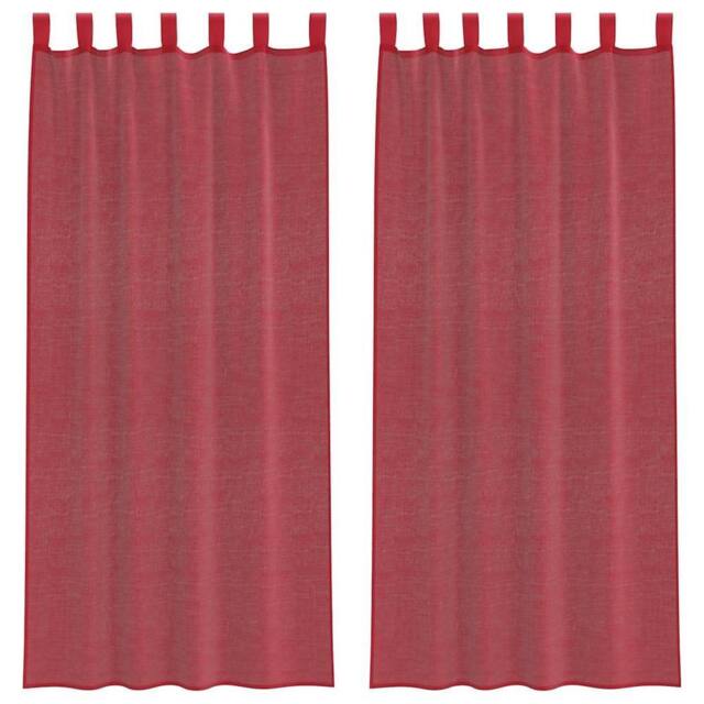 Berkfield Home Voile Curtains with Loops 2 pcs Wine Red 140x225 cm - image 1