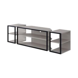 "Decortie Echo' Modern 3-Piece TV Unit Set 43"" with 2 Storage Side Tables & Shelves in Grey - Size: 2 Pack" - thumbnail 2