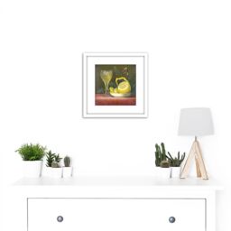 Artery8 Van Os Still Life Lemon & Cut Glass Painting 8X8 Inch Square Wooden Framed Wall Art Print Picture with Mount in White - thumbnail 2