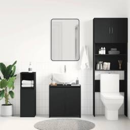 Berkfield Home Sturdy Bathroom Cabinet Black 60x33x61 cm Engineered Wood - Size: 60 x 33 x 61 cm