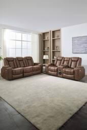 More4Homes Ashton Electric Recliner 2+3 Seater Sofa Set Technology Fabric With Speakers & Usb-C Charging in Brown - thumbnail 1