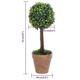 Berkfield Home Artificial Boxwood Plants 2 pcs with Pots Ball Shaped Green 33 cm - thumbnail 6