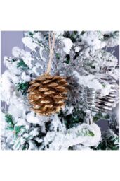 Netagon Home Festive Christmas Hanging Pine Cone Bauble Decoration - Pack of 6 in Brown