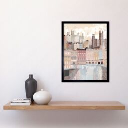 "Artery8 Wall Art Print Bath Georgian Architecture Pastel Colour Cityscape Art Framed in Black - Size: W12"" x H16""" - thumbnail 2