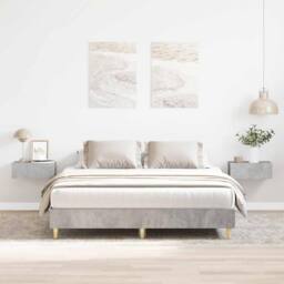 Berkfield Home Durable Bed Frame No Mattress Concrete Grey 150x200 cm King Size Wood - thumbnail 2