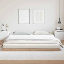 Berkfield Home Elegant Floor Bed Frame 200x220 cm Solid Wood Pine in Beige - thumbnail 4