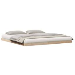 Berkfield Home Elegant Floor Bed Frame 200x220 cm Solid Wood Pine in Beige - thumbnail 1
