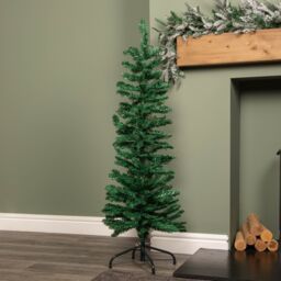 Samuel Alexander 4ft (1.2m) Green Artificial Pencil Christmas Tree With Green Metal Stand & 168 Tips - thumbnail 1