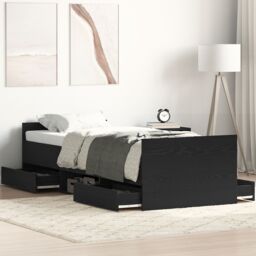 Berkfield Home Bed Frame without Mattress Black Oak 75x190 cm Engineered Wood - thumbnail 1