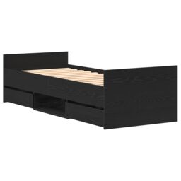 Berkfield Home Bed Frame without Mattress Black Oak 75x190 cm Engineered Wood - thumbnail 2