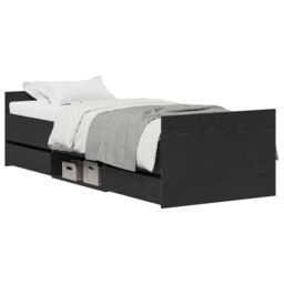 Berkfield Home Bed Frame without Mattress Black Oak 75x190 cm Engineered Wood - thumbnail 3
