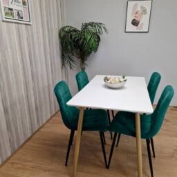 KOSY KOALA Wooden White Dining Table Set with 4 Green Velvet Upholstered Chairs - thumbnail 5