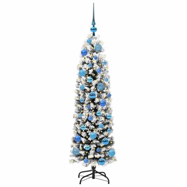 Berkfield Home Stunning Artificial Christmas Tree with 150 LEDs with Stand Green in White - image 1