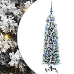Berkfield Home Stunning Artificial Christmas Tree with 150 LEDs with Stand Green in White - thumbnail 3