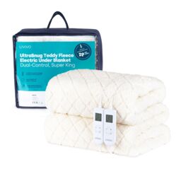 LIVIVO UltraSnug Teddy Fleece Electric Heated Underblanket - Super King with Dual Controls in Off-White - thumbnail 1