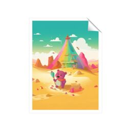 "Warren Reed - Designer Purple Bear On A Beach Holiday Unframed Art Print - Size: W16"" x H24""" - thumbnail 2