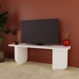 BIMOSSA Wooden TV Stand 100 cm Small TV Unit for TVs up to 43 Inch, Modern Compact TV Table Stand w/ Storage Shelf, TV Cabinet for Living Room, Media - thumbnail 4