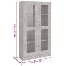 Berkfield Home Vitrine Cabinet Concrete Grey 82.5x30.5x150 cm Engineered Wood - thumbnail 8