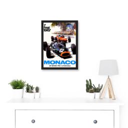 Artery8 Transport Monaco 25 Grand Prix Automobile 1967 Race A4 Artwork Framed Wall Art Print in Black - thumbnail 2