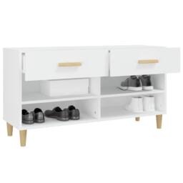Berkfield Home Shoe Cabinet White 102x35x55 cm Engineered Wood - Size: 102 x 35 x 55 cm - thumbnail 5