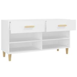 Berkfield Home Shoe Cabinet White 102x35x55 cm Engineered Wood - Size: 102 x 35 x 55 cm - thumbnail 7