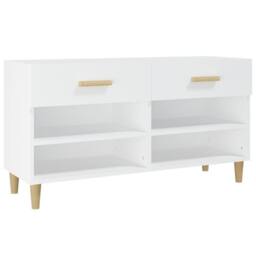 Berkfield Home Shoe Cabinet White 102x35x55 cm Engineered Wood - Size: 102 x 35 x 55 cm - thumbnail 3