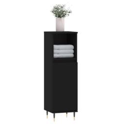 Berkfield Home Durable Bathroom Cabinet Black 30x30x100 cm Engineered Wood - Size: 30 x 30 x 100 cm - thumbnail 1