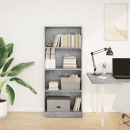 Berkfield Home Bookcase Concrete Grey 60x24x143 cm Engineered Wood - Size: 60 x 24 x 143 cm - thumbnail 3