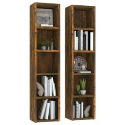 Berkfield Home CD Cabinets 2 pcs Smoked Oak 21x16x93.5 cm Engineered Wood in Brown - thumbnail 3