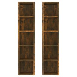 Berkfield Home CD Cabinets 2 pcs Smoked Oak 21x16x93.5 cm Engineered Wood in Brown - thumbnail 4