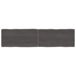 Berkfield Home Table Top Dark Grey 160x40x(2-6) cm Treated Solid Wood Live Edge in Brown - thumbnail 1