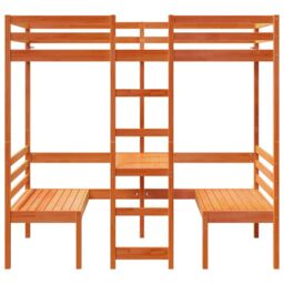 Berkfield Home Loft Bed Frame with Desk & Chairs Wax Brown 90x200cm Solid Wood Pine - Size: 90x200 cm - thumbnail 5