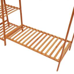 ERGOVEXA Wooden Clothes Rail Rack Garment Stand Corner Open Wardrobe in Brown - thumbnail 4
