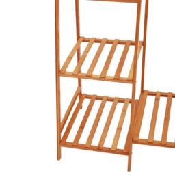 ERGOVEXA Wooden Clothes Rail Rack Garment Stand Corner Open Wardrobe in Brown - thumbnail 5