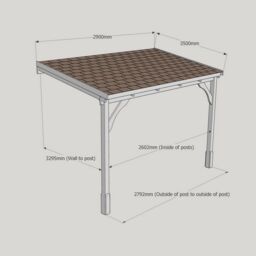 Rutland County Garden Furniture Ltd Felt Shingle Roof Car Port 2 Post, Wood, L350 x W290 cm - Rustic Brown in Light Green - thumbnail 6