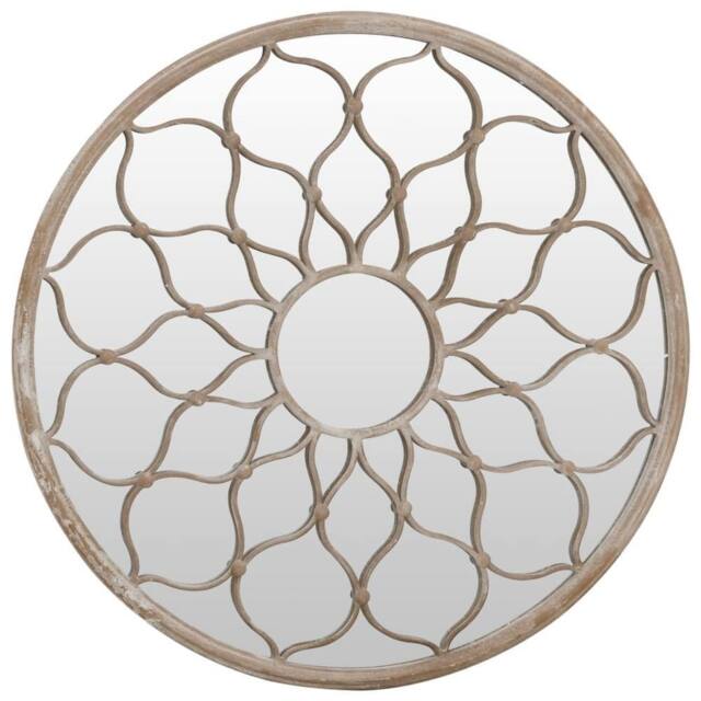 Berkfield Home Mirror Sand 40x3 cm Iron Round for Indoor Use in Cream - image 1