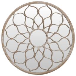 Berkfield Home Mirror Sand 40x3 cm Iron Round for Indoor Use in Cream - thumbnail 1