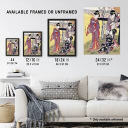 "Artery8 Cherry Blossom Viewing Gotenyama Vintage Wall Art Print Kitagawa in Purple - Size: W18"" x H24""" - thumbnail 3