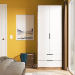 Ready Assembled 2 U Denver 2 Door 2 Drawer Wardrobe (Ready Assembled) in Dark Brown - thumbnail 1