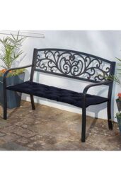 Living and Home 120cm W x 50cm D Waterproof Bench Seat Cushion in Black - Size: 120 cm W x 50 cm D