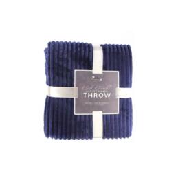 Voltico Luxury Ribbed Throw - Super Soft Polyester, 150 × 200 cm, Navy / Grey - Size: 150 cm x 200 cm - thumbnail 3