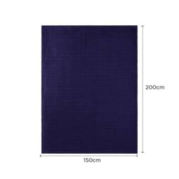 Voltico Luxury Ribbed Throw - Super Soft Polyester, 150 × 200 cm, Navy / Grey - Size: 150 cm x 200 cm - thumbnail 4